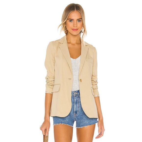 NILI LOTAN Sophia Khaki Jacket Blazer 
Linen Cotton Blend Size 2 Minimalist - Picture 1 of 7